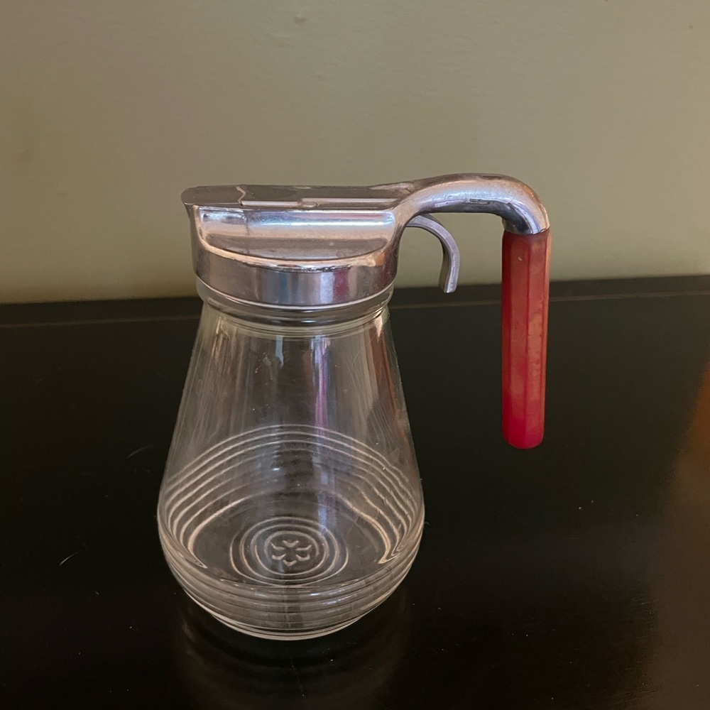 Vintage Chicago Federal Tool Corporation Glass Syrup Dispenser with Red Handle